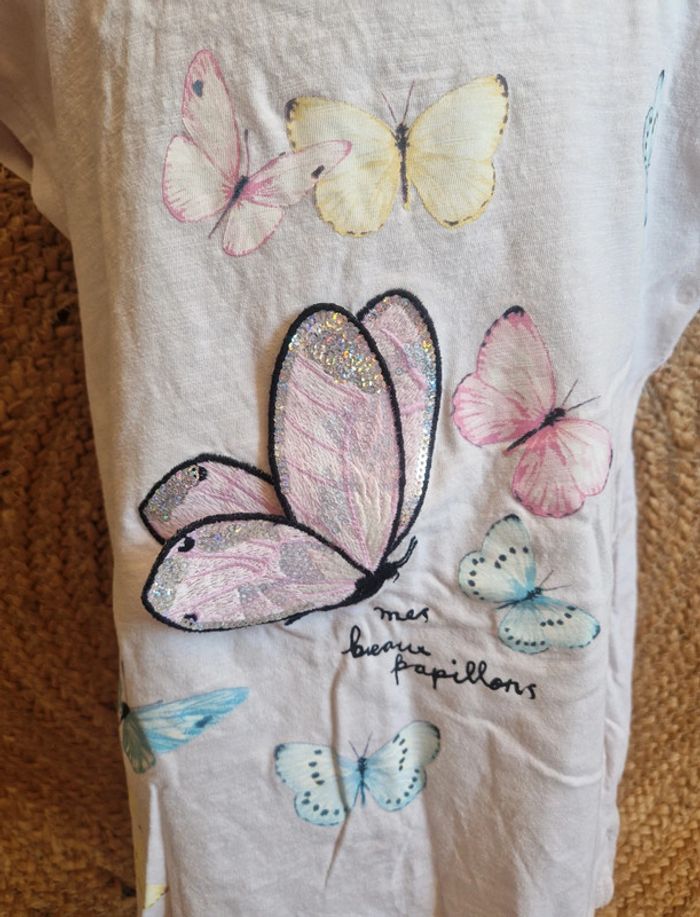 Jolie tee-shirt rose papillon fille h&m 6 ans - photo numéro 2