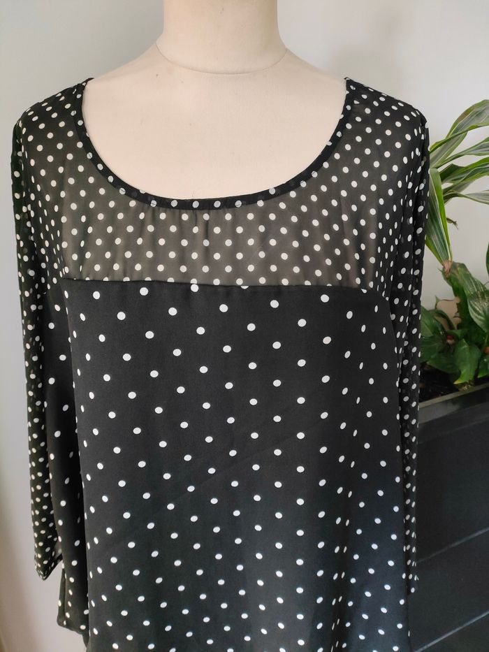 Blouse à pois manches 3/4 MsMode - photo numéro 2