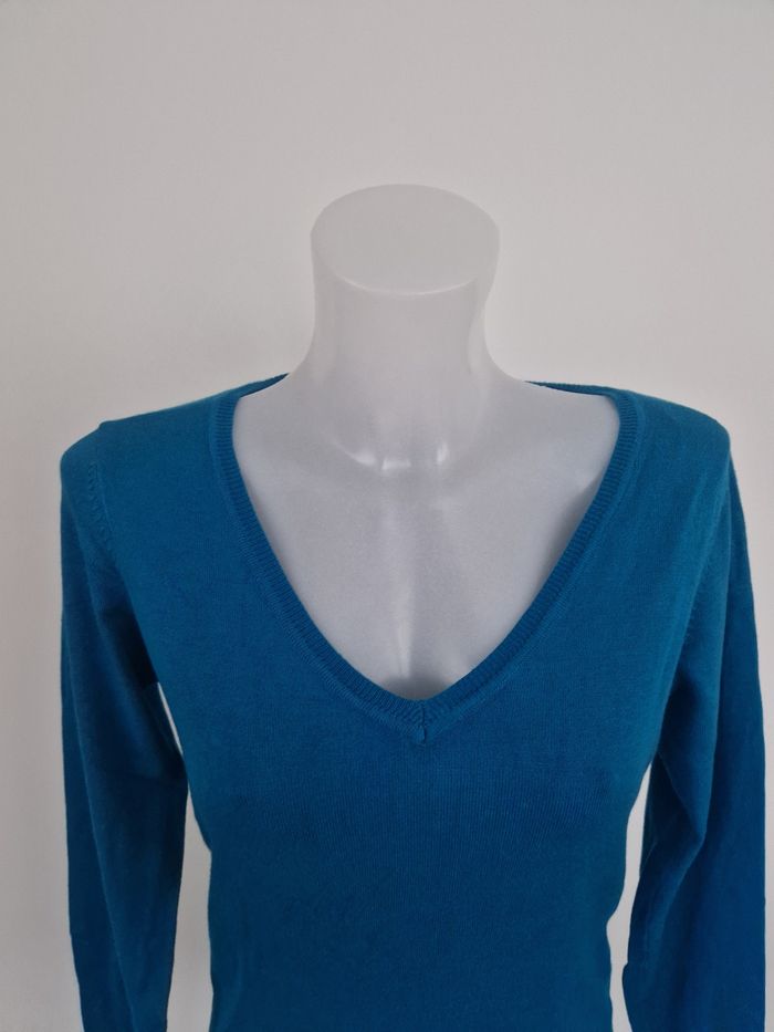 Pull fin col v bleu canard Mim - photo numéro 2