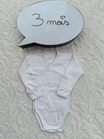 Body croisé manches longues avec moufles intégrés Mixte 3 mois Bout'chou