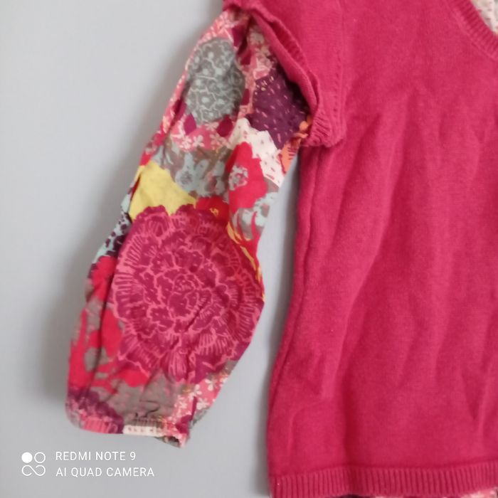 Pull rouge bi-matière 2ans - photo numéro 3