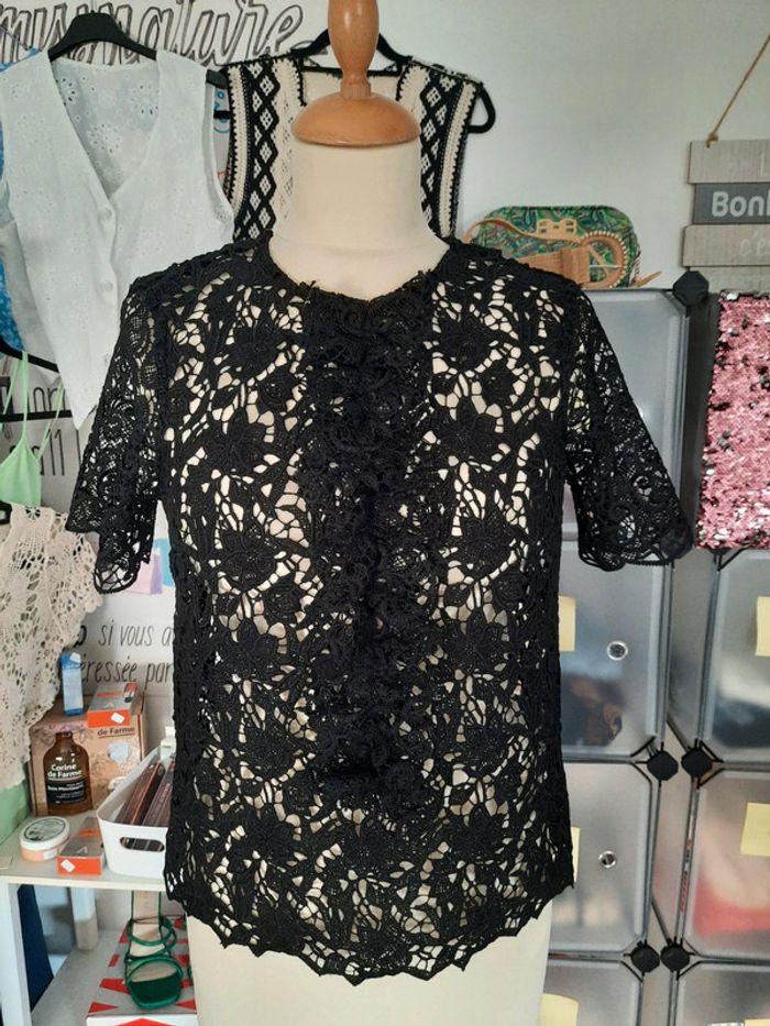 Haut macramé noir Zara 34 neuf sans étiquette #lora11femme34 - photo numéro 2