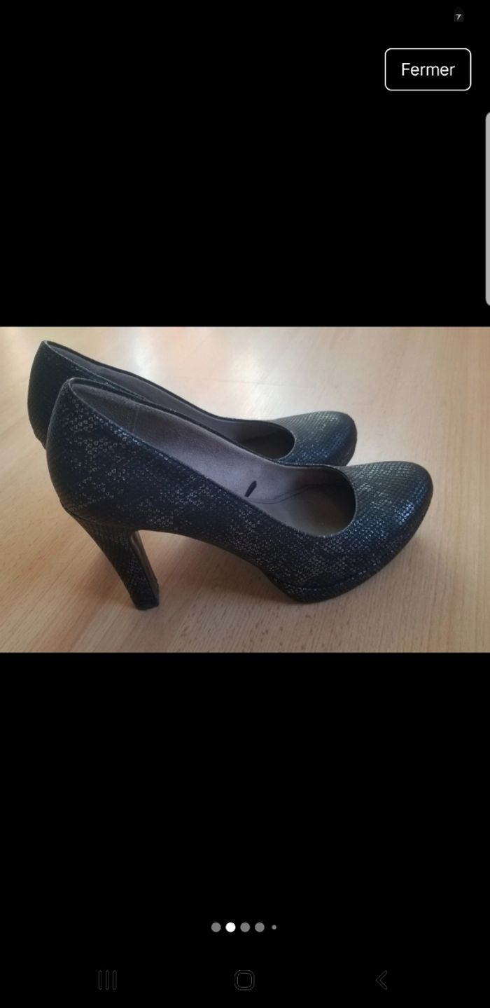 Escarpins Tamaris noir et argenté - photo numéro 2