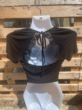 Crop top noir dos ouvert dentelle – Shein – Taille S