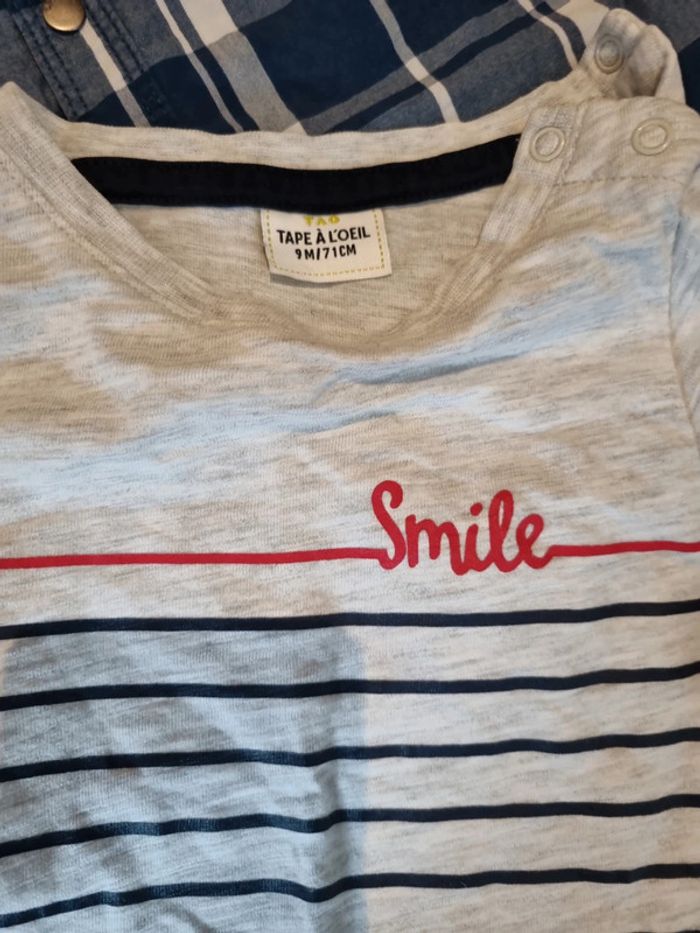 Lot T shirt et chemise 9 mois - photo numéro 2