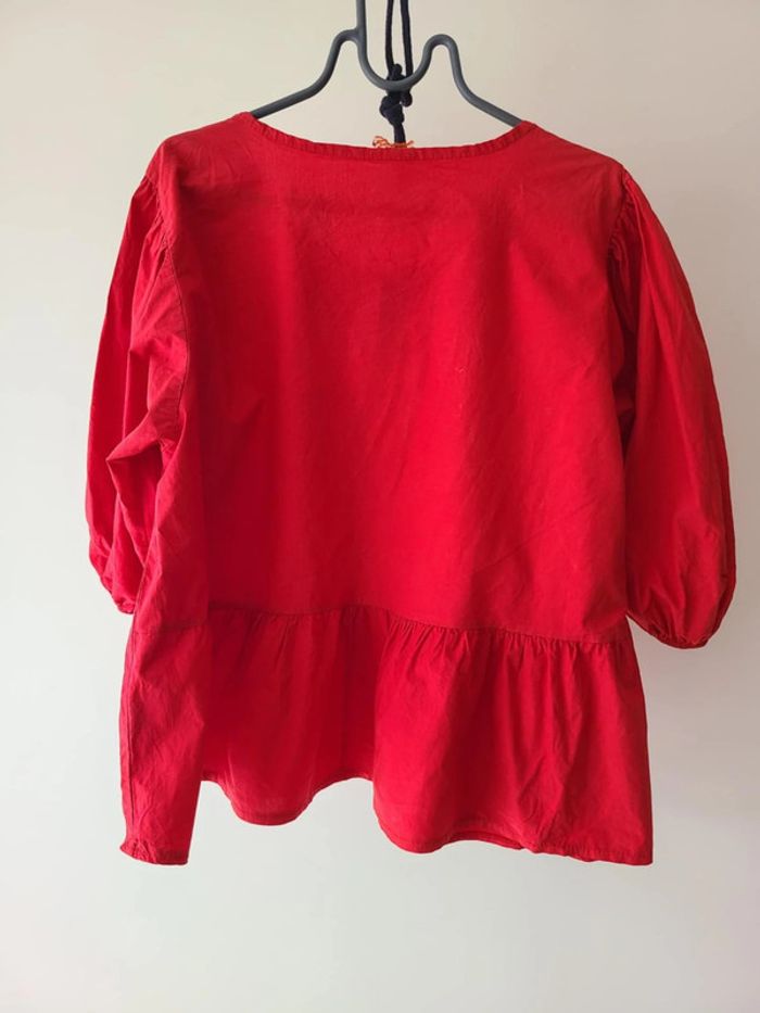 Blouse rouge à manches 3/4 • Made In Italy • taille unique - photo numéro 2