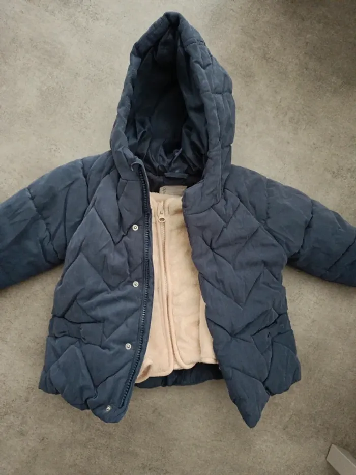 Manteau doublé bleu tout doux Verbaudet 86cm