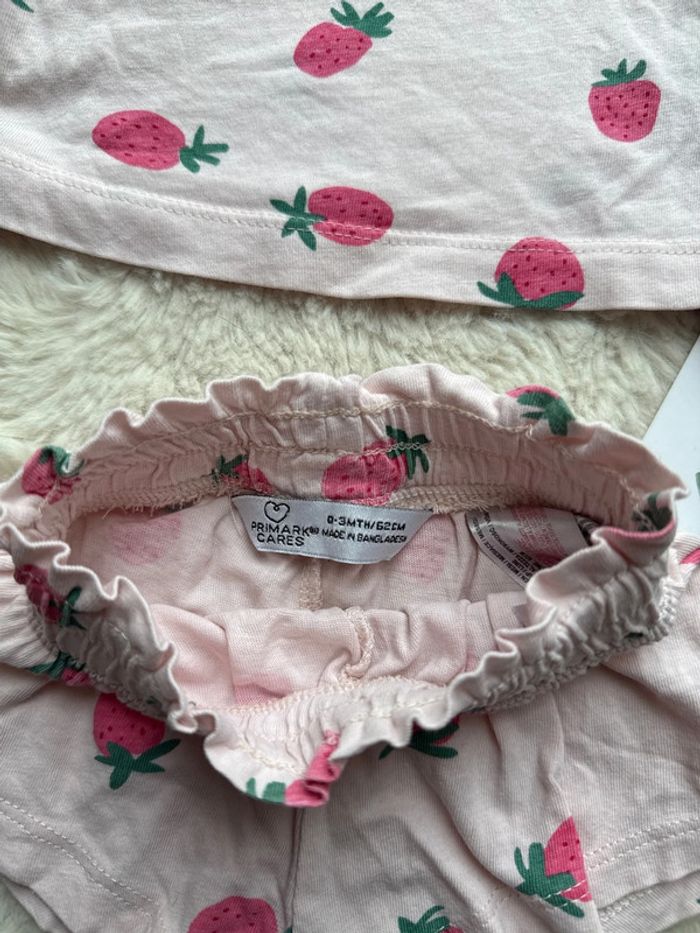 Ensemble fraise top petit marcel 3 mois rose - photo numéro 2
