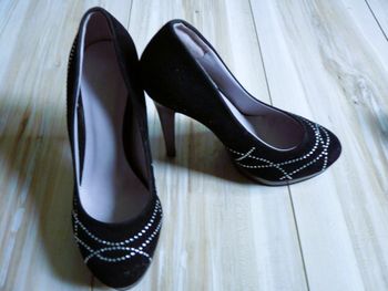 Escarpins femme janni & janni 36 chaussure à talon velours strass neuf soiree