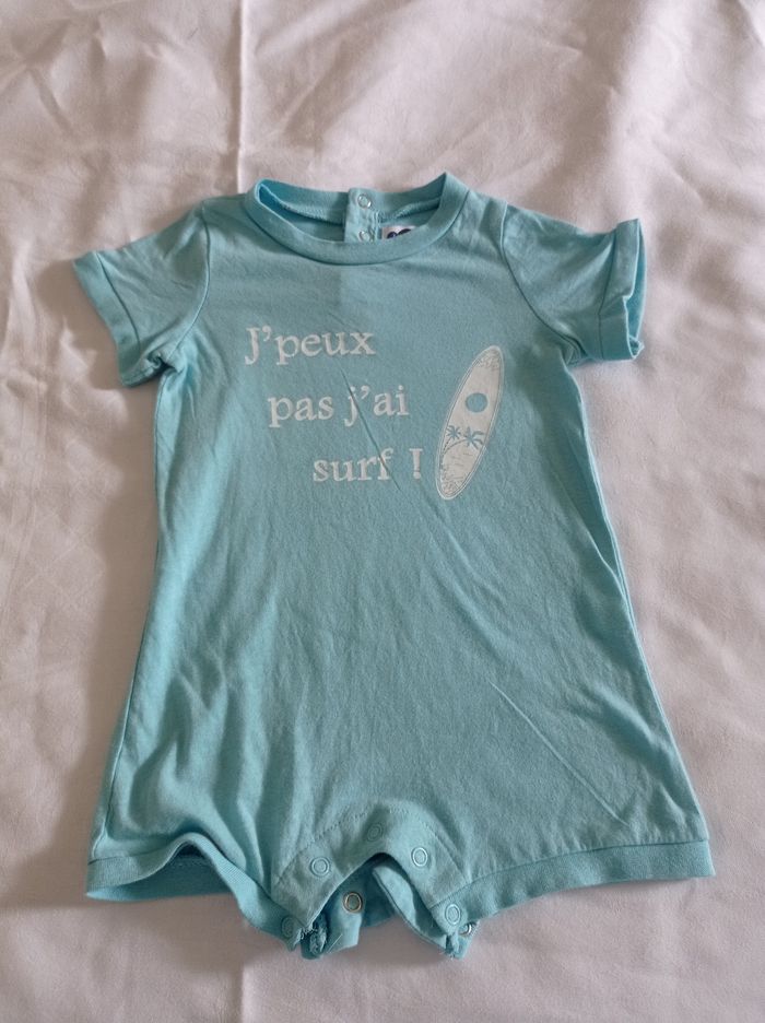 Petite combinaison pour l'été pour garçon bleu ciel taille 6 mois marque mode enfance avec pression dans le dos et devant voir photos - photo numéro 5