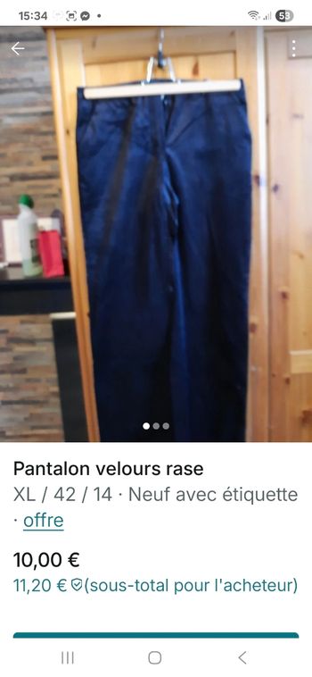 Pantalon noir velours rase neuf