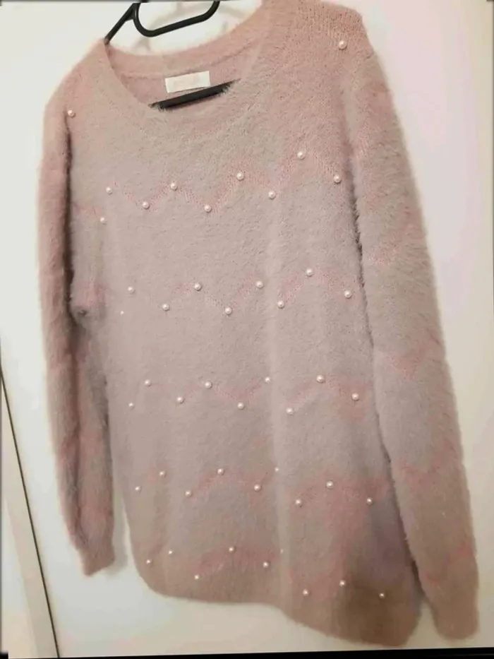 Pull  laine  avec  perle taille 40 42 - photo numéro 4