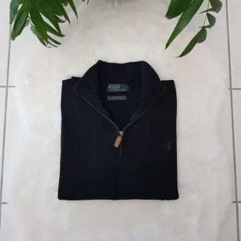 Pull Camionneur half demi zip Ralph Lauren XL Noir