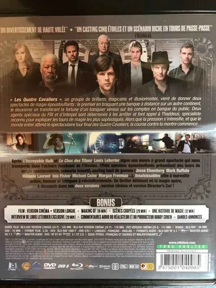 Film Dvd Blu-ray Insaisissable Director's Cut TBE - photo numéro 4