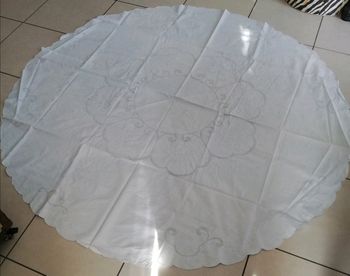 Nappe ronde coton Brodée diamètre 160cm