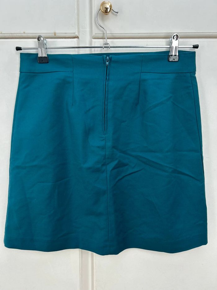 Mini jupe camaïeu taille 36 turquoise coton - photo numéro 3