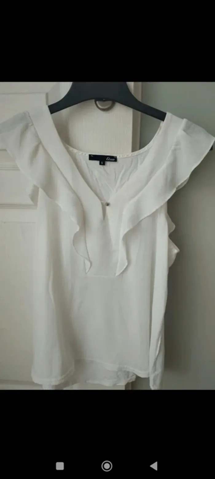 Blouse blanche à volant Etam S