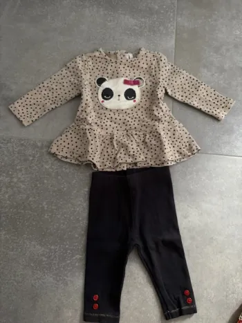 Ensemble tunique et legging long noir et beige 6 mois