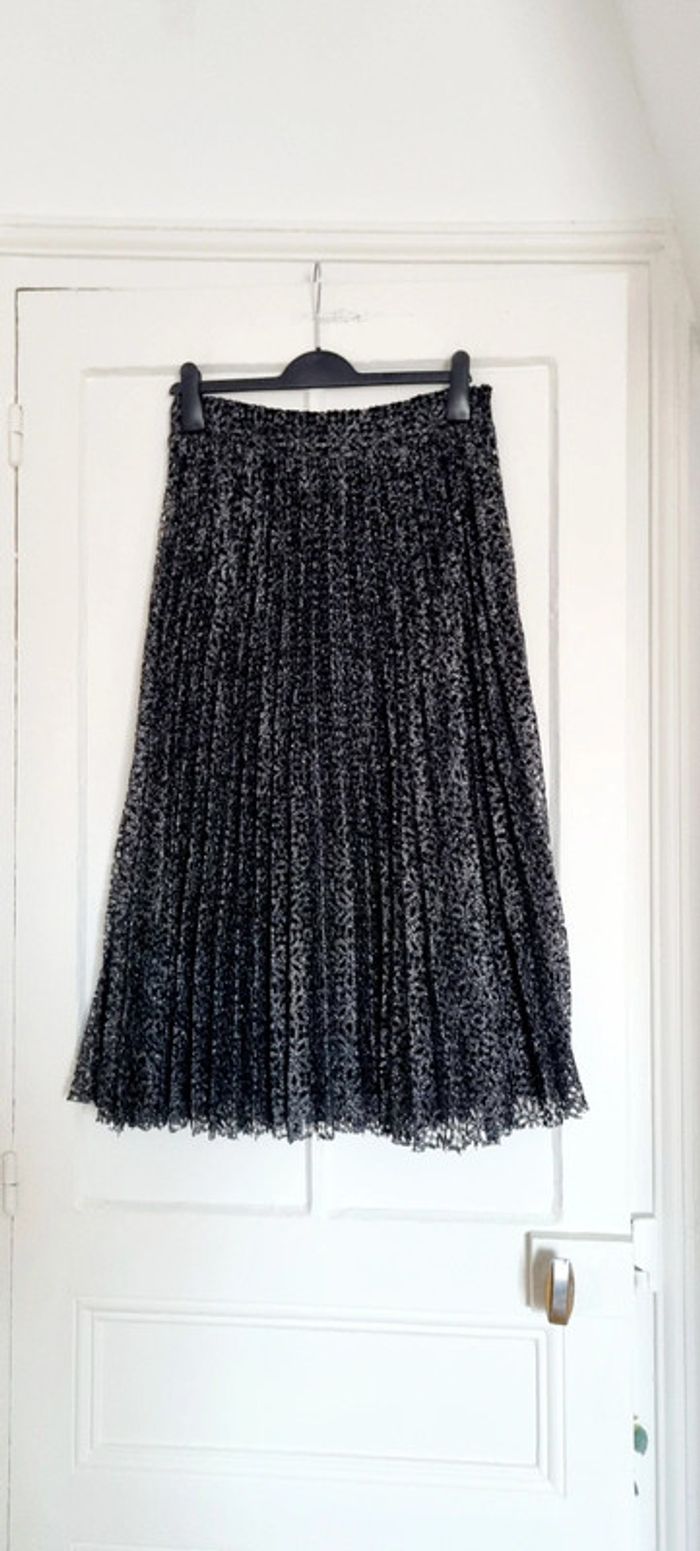 Jupe midi ba&sh camille noir et argent 40 neuve - photo numéro 5