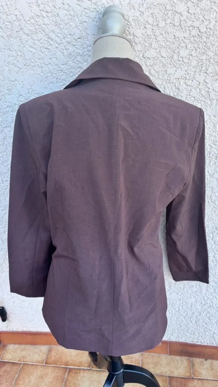 💕 veste blazer tailleur marron cintrée #bleubonheur taille 40 L - photo numéro 4