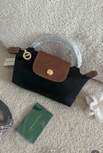 Mini sac longchamp noir et marron