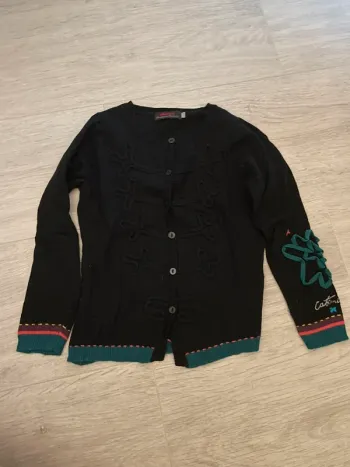 Gilet noir bleu rose à dessin Catimini 5 ans fille