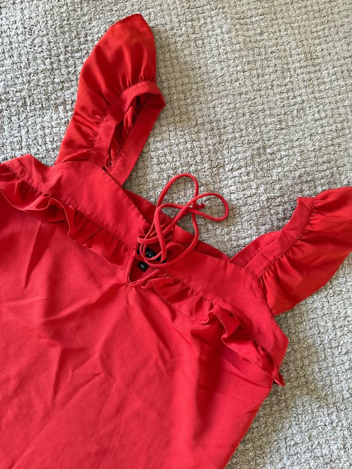 Blouse rouge petite manche papillon (34) - photo numéro 2