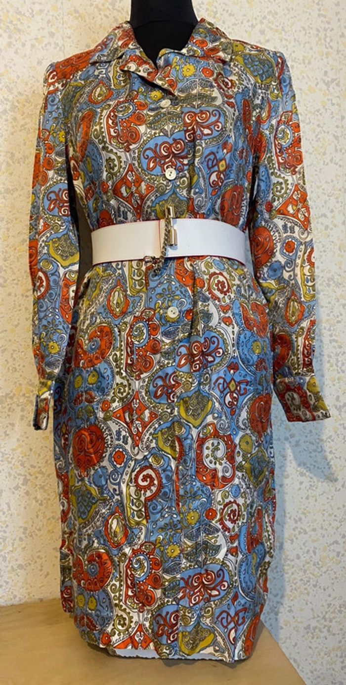 Robe chemise vintage motif stylisé 40 - photo numéro 3