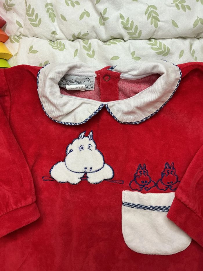 pyjama grenouillère en velours rouge 23 mois chocolatine - photo numéro 4
