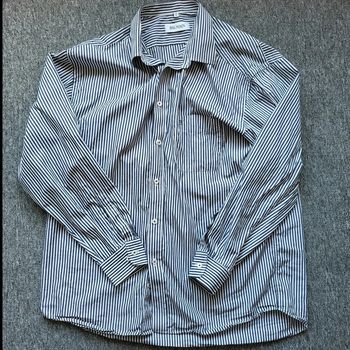 Chemise Balmain à rayures bleu marine – Taille 5/44 L – manches longues – logo brodé