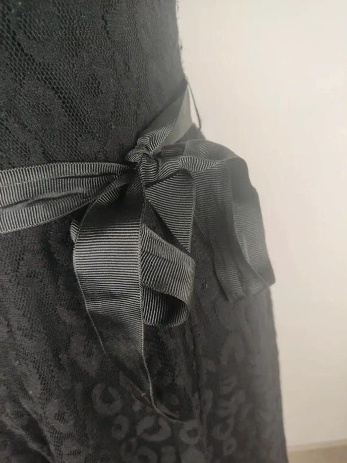 Robe mi-longue cocktail manches courtes noire motif léopard taille S Morgan - photo numéro 8