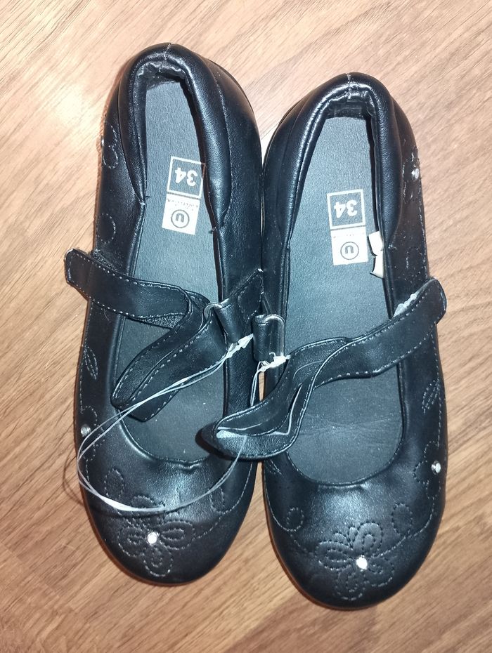 Chaussures soulier noir neuve à scratch - photo numéro 4