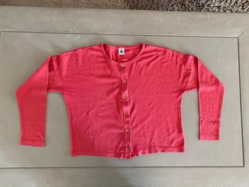Cardigan corail Petit Bateau 10 ans en coton et lin
