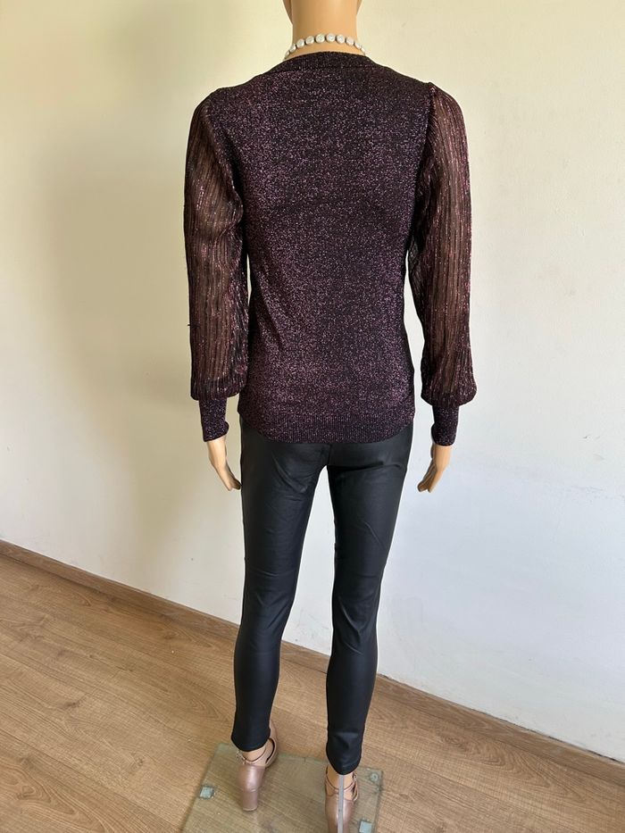 Pull violet pailleté à manches longues Morgan taille XS comme neuf - photo numéro 6