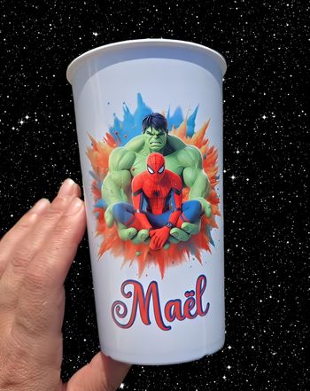 Grand verre   personnalisé neuf spiderman hulk