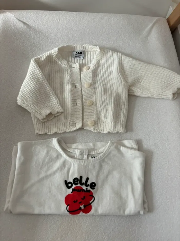 Gilet + tee shirt bébé fille taille 3mois - photo numéro 2