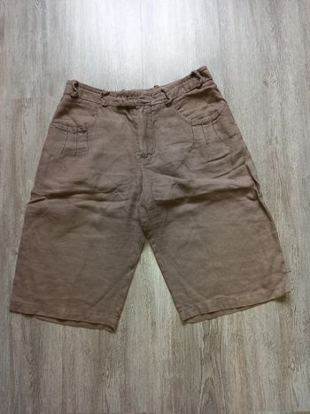 bermuda beige en lin one step taille 36
