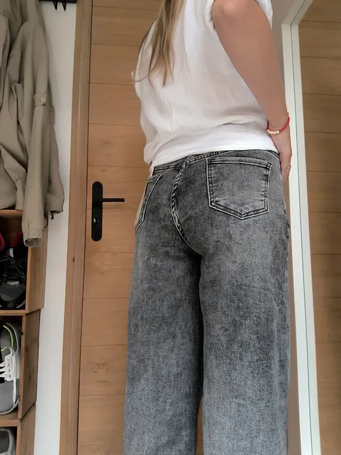Jeans taille haute wide leg gris 38 68% coton - photo numéro 6