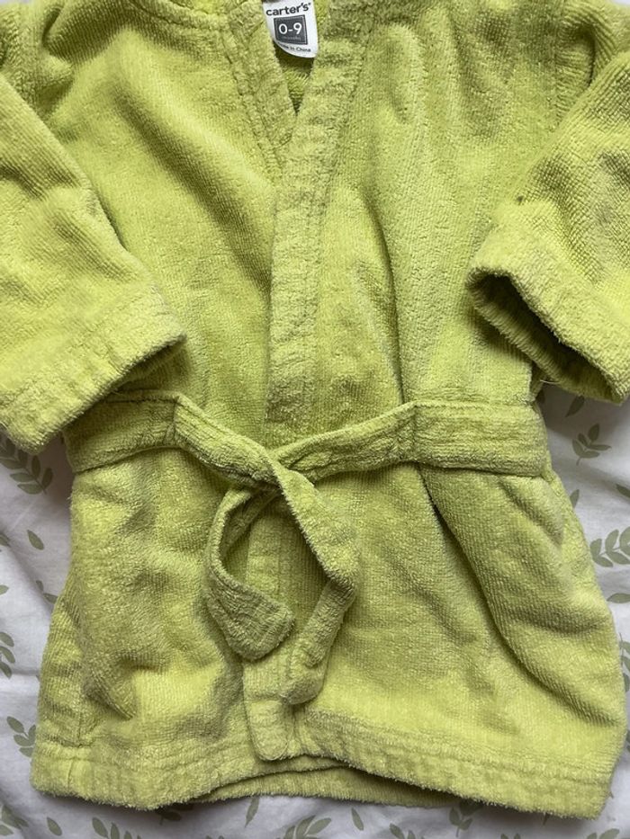 peignoir en éponge vert à capuche et ceinture carter's 0/9 mois - photo numéro 5