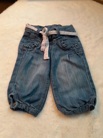 ​Adorable Jean Bouffant Bébé Fille 9 Mois / 71 cm - Tape à l'Œil (TAO) - Avec Ceinture Pois