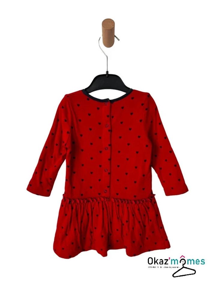Robe rouge à manches longues, motif coeurs - Petit Bateau 18 mois - photo numéro 3