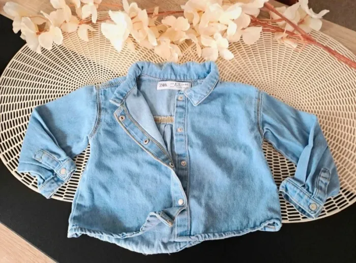 Chemise en jeans, taille 9-12 mois, marque zara - photo numéro 3