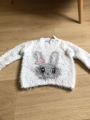 Pull 18 mois pat et ripaton blanc lapin