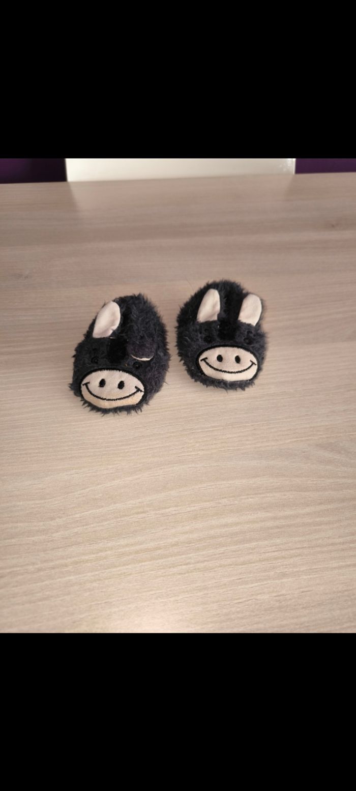 Pantoufles grise'' Ane'' 0/3 mois