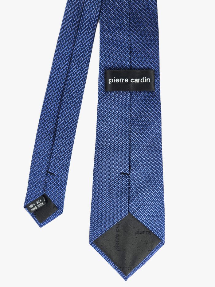 Cravate Pierre Cardin - Bleu Marine & Bleu Ciel - Micro-Motif Géométrique - photo numéro 2