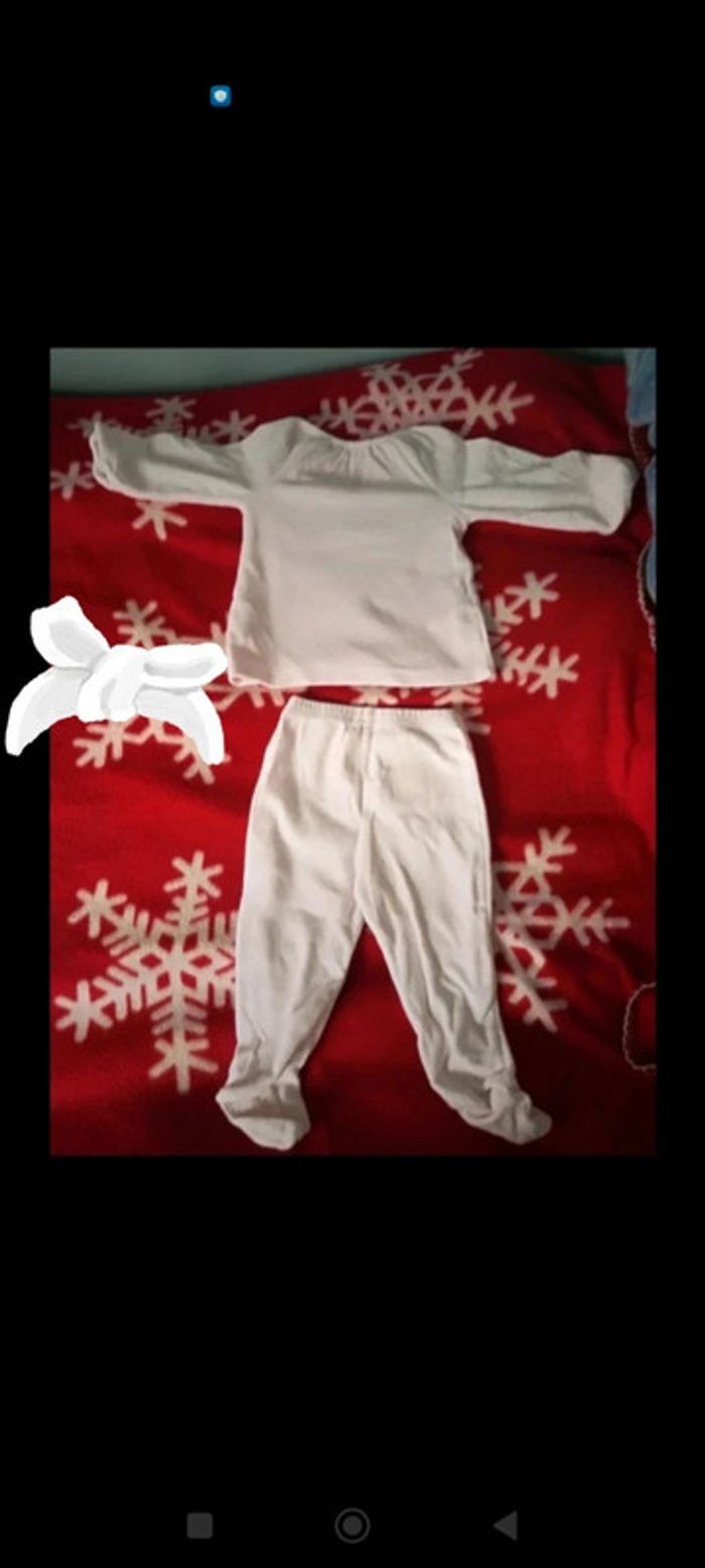 Pijama hiver 2 pièces épais rose pâle obaïbi 12 mois - photo numéro 3