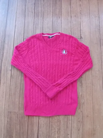 Pull torsadé fushia rose crane