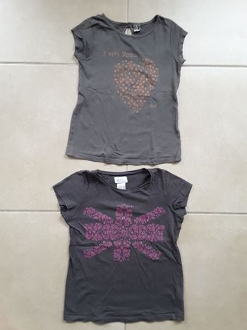 Lot 2 t-shirts MC fille 8 ans LA REDOUTE TBE