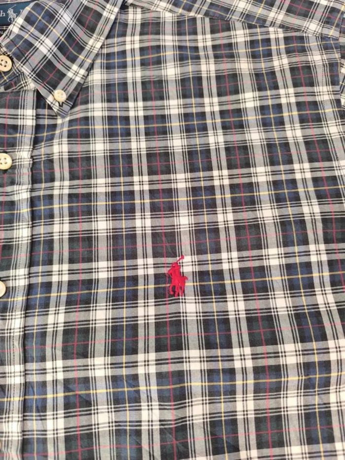 Chemise à carreaux - Ralph Lauren - Logo brodé rouge - Classic fit - Blanc, noir, bleu - Taille XL - photo numéro 5