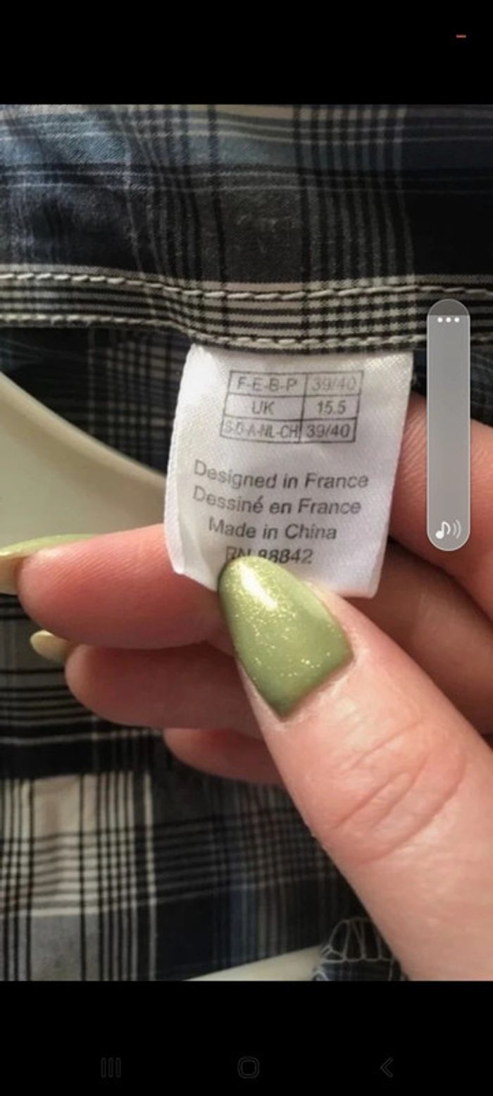 Chemise bleu à carreaux lanredoite création taille m - photo numéro 3